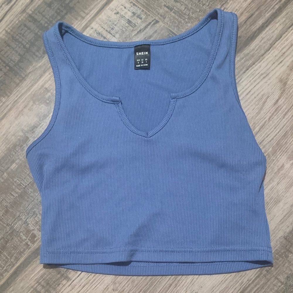 SHEIN Indigo Ribbed Tank Top